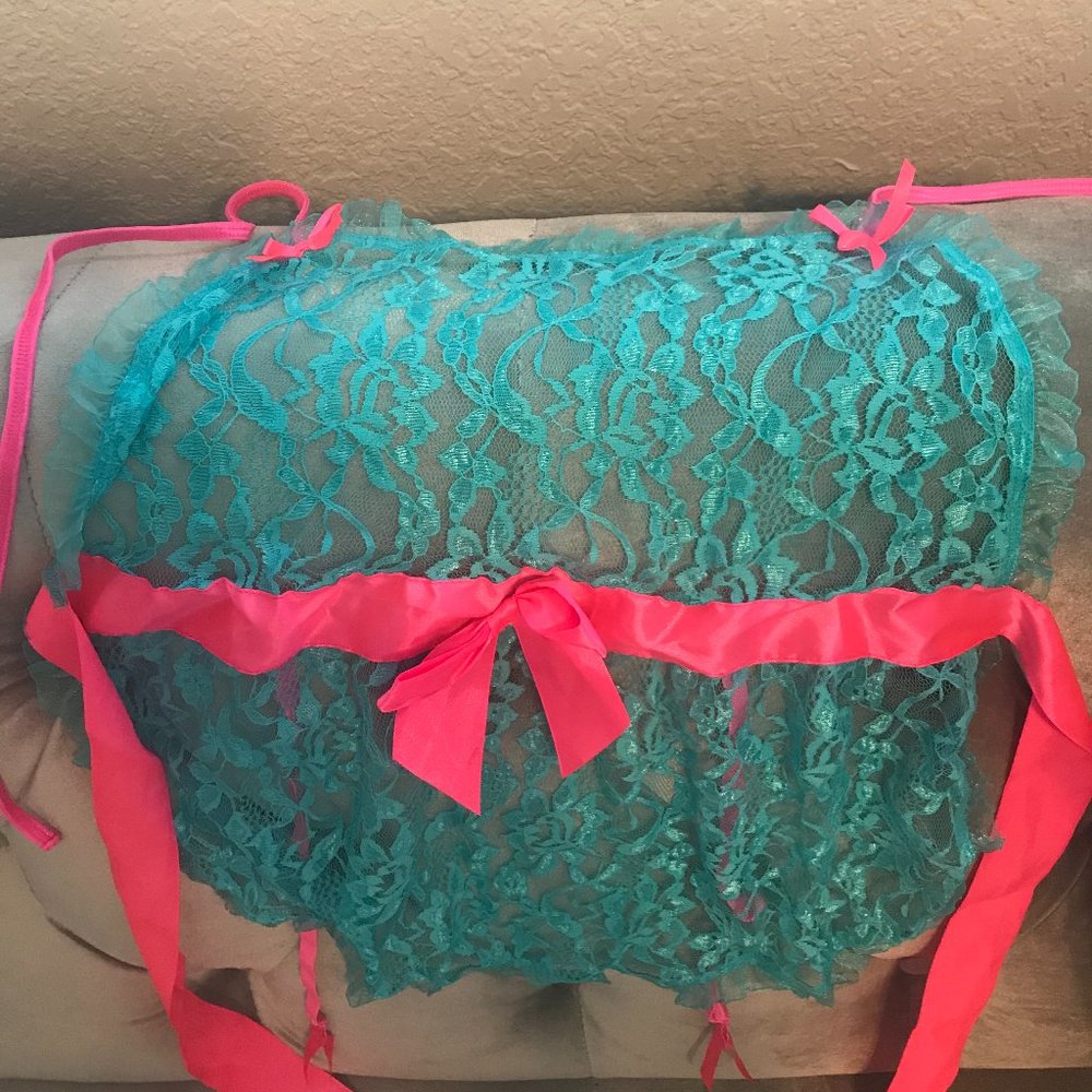 Sexy hot pink fluorescent apron lingerie